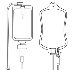 Healthcare and Hospital Concept: Medical IV Solution Drip Bags with Liquid, Vector Glyph Icon Design Template.