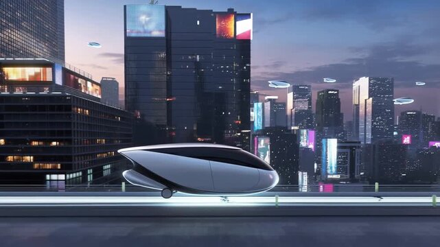 Futuristic EV in a High Tech City