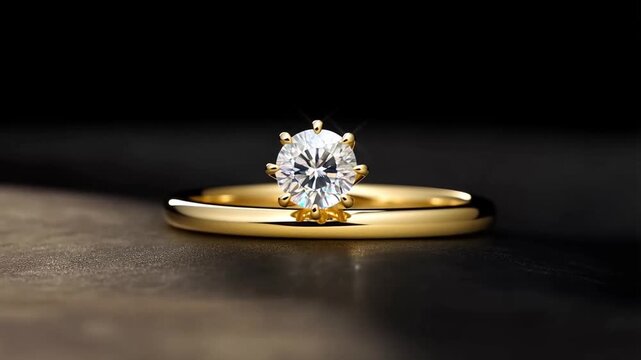 Golden Engagement Ring with Diamond