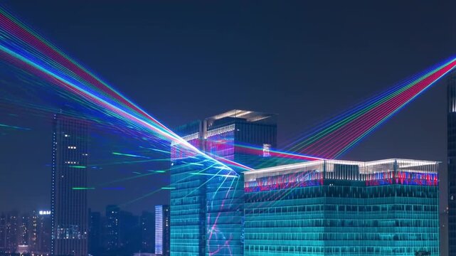 Laser Light Show in a City