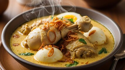Steaming Hot Chicken and Egg Curry Dish.
