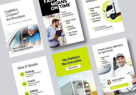 Logistics Delivery Service Social Media Design Template