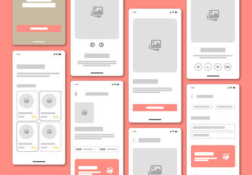 Mobile App Wireframe UI Kit for UX Design