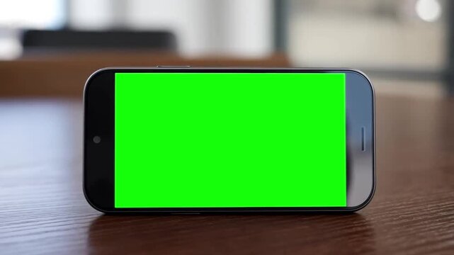 Mobile Phone on Table Green Screen