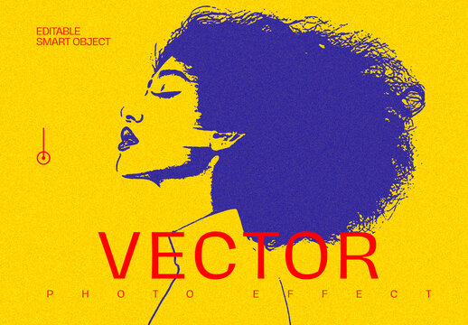 Vector Style Drawing Creative Photo Effect Mockup