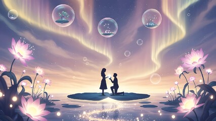 Obraz premium Magical night under the northern lights