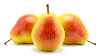 Pear isolated png Three yellow pears with red side on white background PNG format Pear with no backg