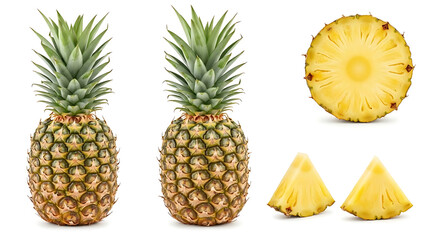 Pineapple isolated png Pineapple slice on white background Cut pineapple no background top view Tria