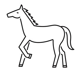 馬のシンプルなイラスト　ウマ　うま　午年　午　うま年　年賀状　2026年　白背景　動物　横
