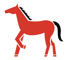 馬のシンプルなイラスト　ウマ　うま　午年　午　うま年　年賀状　2026年　白背景　動物　横