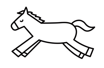 馬のシンプルなイラスト　ウマ　うま　午年　午　うま年　年賀状　2026年　白背景　動物　横