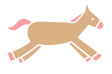 Fotobehang Ridders 馬のシンプルなイラスト　ウマ　うま　午年　午　うま年　年賀状　2026年　白背景　動物　横  © yugoro