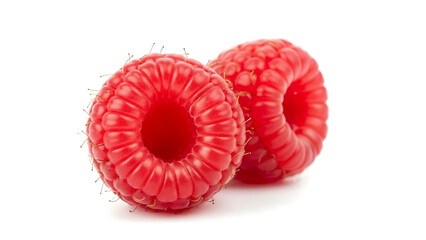 Raspberry isolated png Raspberries on white background Whole two raspberries no background white png