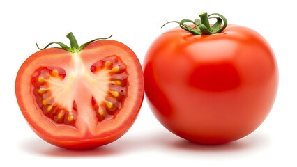 Tomatoes Whole and a half isolated on white