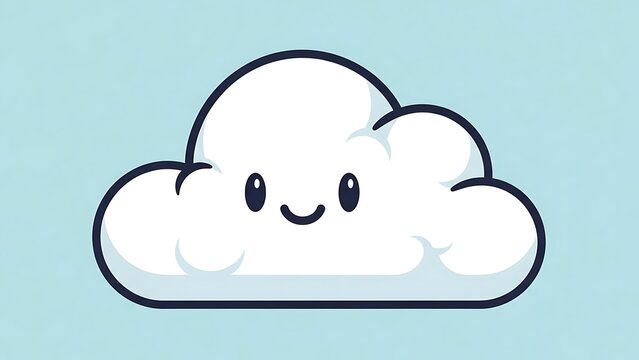 Cartoon cloud illustration white smiling on blue background