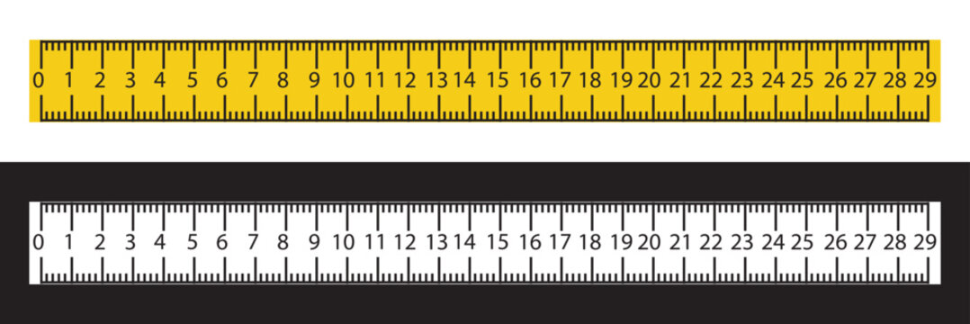 Metric rulers with centimeter scale markings. Horizontal metric rulers showing centimeter and millimeter measurements, isolated on white background for education, design, and measurement concepts.