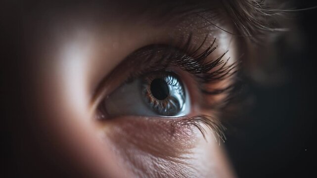 Close-up views focus on the intricate patterns and colors of human eyes. Each frame reveals different shades and the captivating reflections within the irises, showcasing their beauty