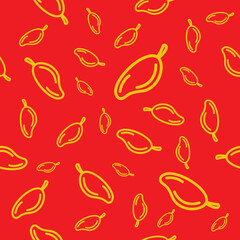 Outline Mango seamless pattern Vector illustration