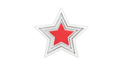 3D Layered Star Shape with Red Center on transparent background