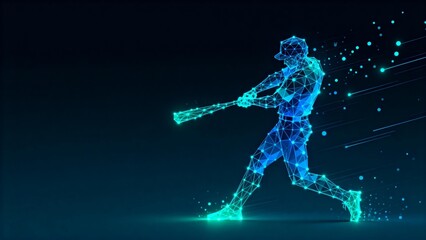 Fototapeta premium Abstract digital baseball player in motion