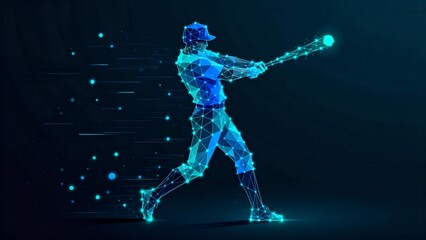 Abstract digital baseball player in motion