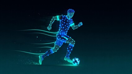 Digital soccer player in motion