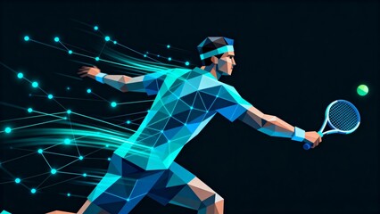 Abstract tennis player in motion