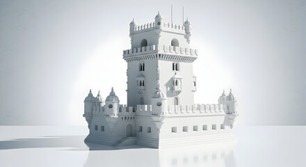 Architectural Wonder - A Pristine White Tower Against a Clean Backdrop.