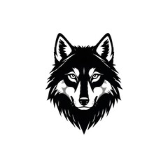 Fototapeta premium Stunning black and white wolf head illustration with piercing gaze
