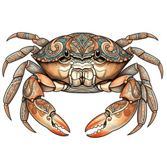 Intricate Crab Illustration with Detailed Patterns and Textures.