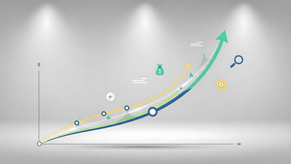 Financial growth chart showing upward trend with increasing profit and success indicators