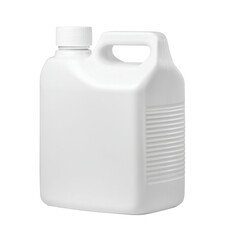 Clean White Plastic Jerry Can with Integrated Handle and Screw Cap, Isolated on a Pure White Background for Product Mockups and Packaging Design