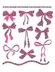 Ribbon leopard pink, bow set