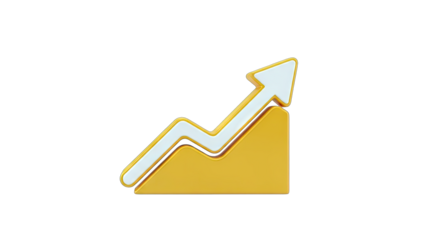 3D Upward Arrow Graph on transparent background
