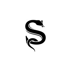 Fototapeta premium Black Snake Logo Illustration Design Element.