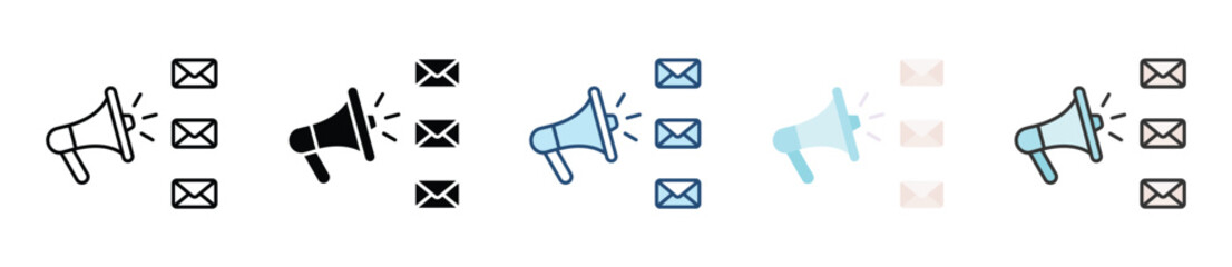 Broadcast Message Icon Set Multiple Style Collection