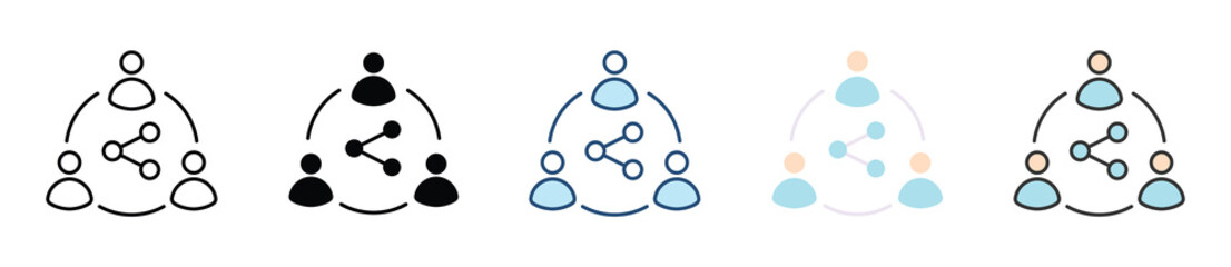 Social Community Icon Set Multiple Style Collection