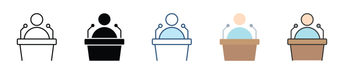 Public Speaking Icon Set Multiple Style Collection