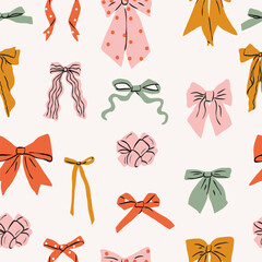 Flat vector colorful retro bows background