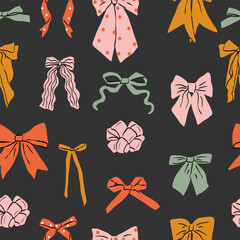 Flat vector colorful retro bows background