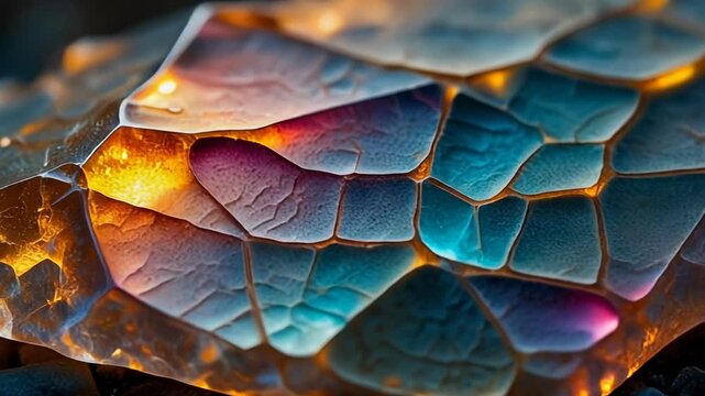 Iridescent Crystal Formation Macro View.