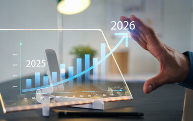 Business growth forecast highlights increasing trends new year 2026. Growth forecast data, growth forecast strategy, and growth forecast planning are key elements. Latch