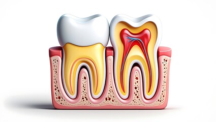 Anatomy of a tooth with crosssection visible