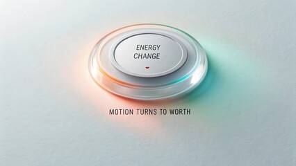 Modern button depicting energy change concept with dynamic colors representing motion turning into tangible value