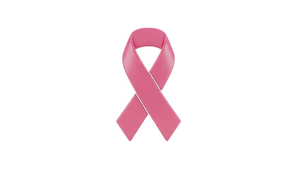 3D Pink Breast Cancer Awareness Ribbon on transparent background