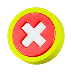 Fototapeta premium Crossmark icon 3d render red circle button 