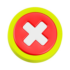 Obraz premium Crossmark icon 3d render red circle button 