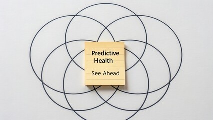 Creative Concept of Predictive Health with Sticky Note and Venn Diagram Circles for Wellness and Future Planning