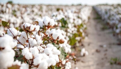 plantation rows of cotton plants