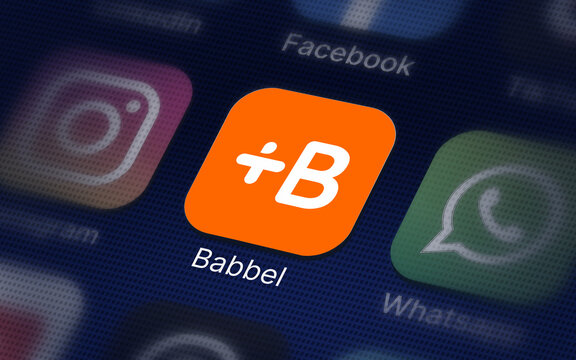 Babbel logo sur un &eacute;cran de smartphone